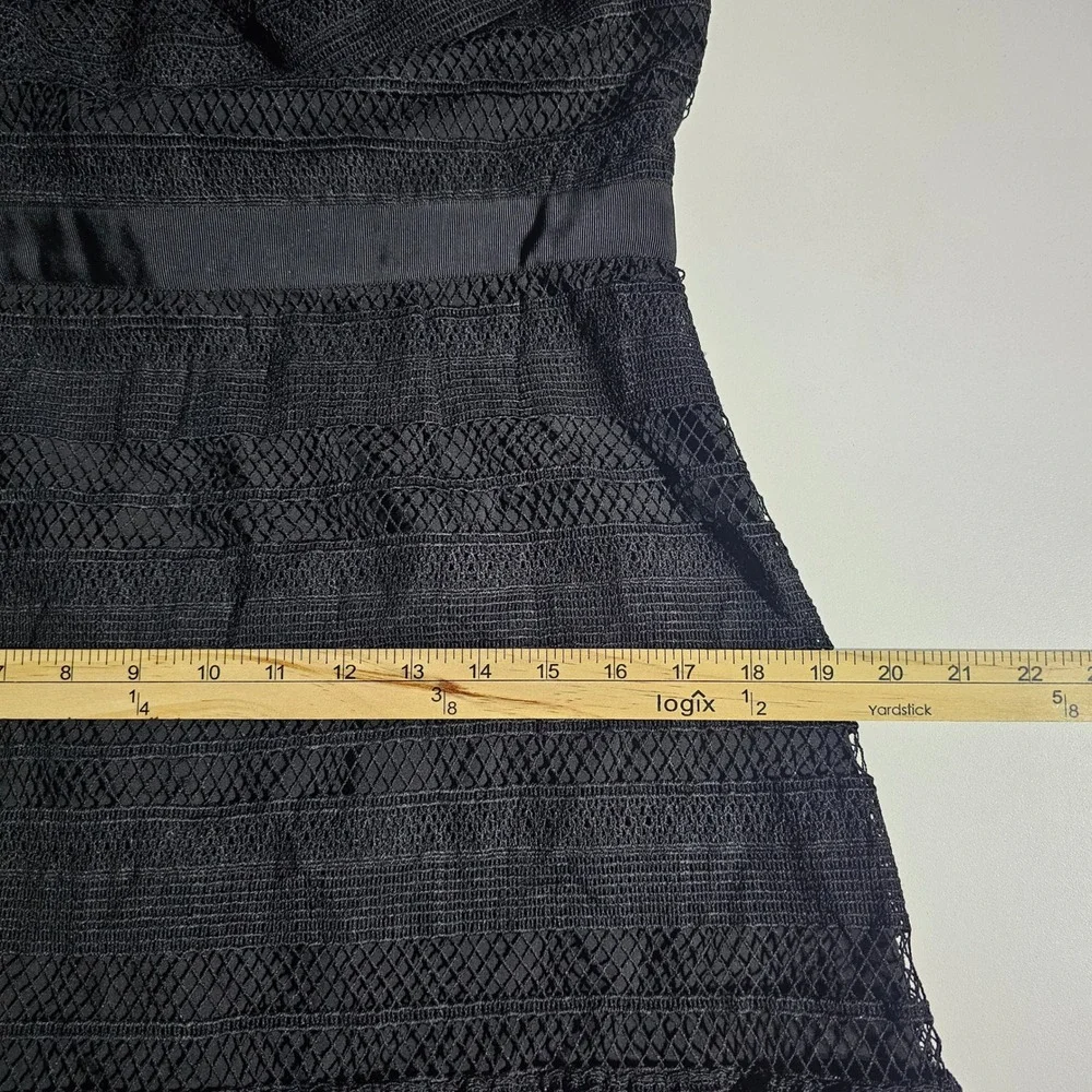 Mare Mare Black Lace Ruffle Tiered Short Sleeve Cocktail‎ Dress Party Womens S/M